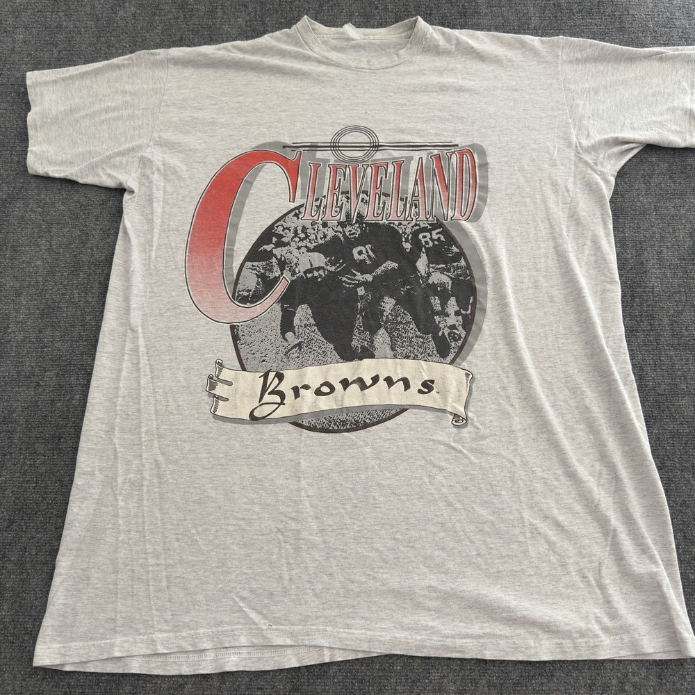 Vintage Cleveland Browns NFL Oversized Sleep Shirt T-Shirt Heather Grey